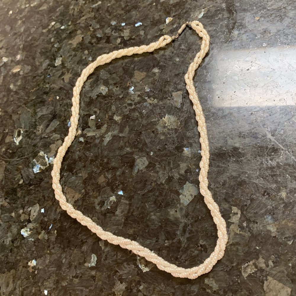 Vintage Twisted Strand Seed Beaded Necklace 24"